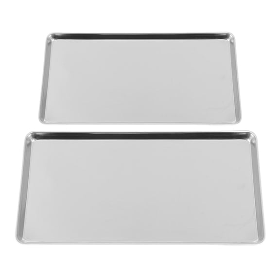 PTOOTP Stainless Steel Vanity Tray Rectangular Stainless Steel 2Pcs For Dining Table