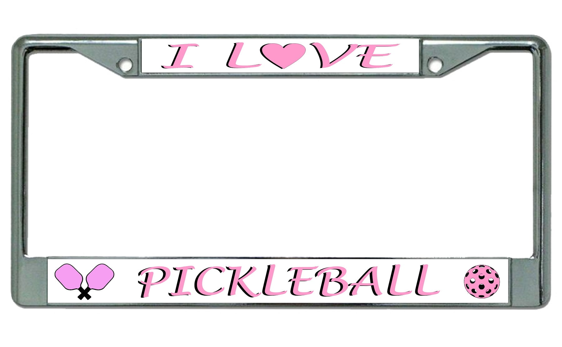 Frames Automotive I Love Pickleball Chrome License Plate Frame criminal