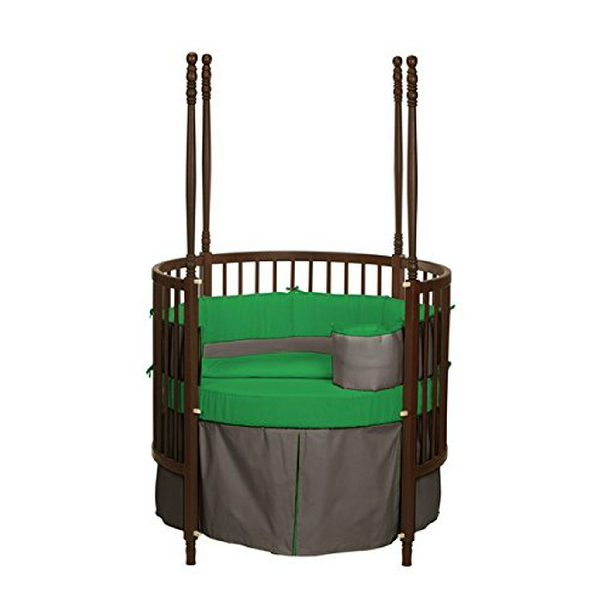 Baby Doll Bedding Solid Reversible Round Crib Bedding Set Brown