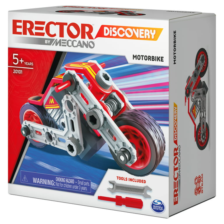 Erector by Meccano Discovery, Motorbike STEAM Model Building Kit, for Kids  Aged 5 and Up 