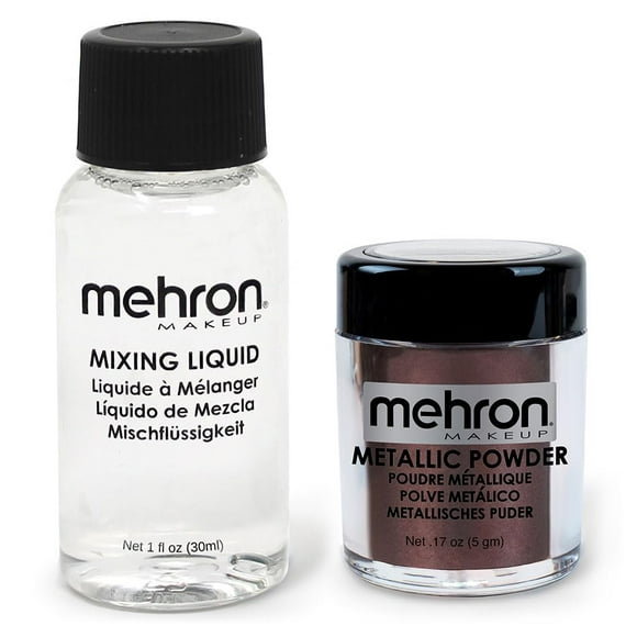Maquillaje en polvo metálico Mehron con líquido mezclador (BRONCE)