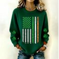 thumbnail image 3 of Women's Green St. Patrick's Day Hoodie, Long Sleeve Casual Sweatshirt with Patchwork Design and Shamrock Print, Fashion Pullover Top, 3 of 5