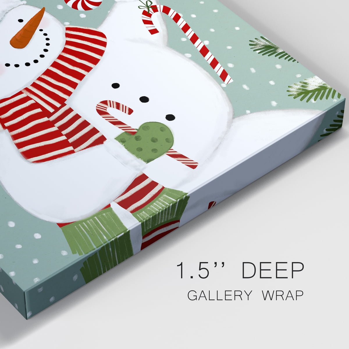 Peppermint Snowman I- Gallery Wrapped Canvas