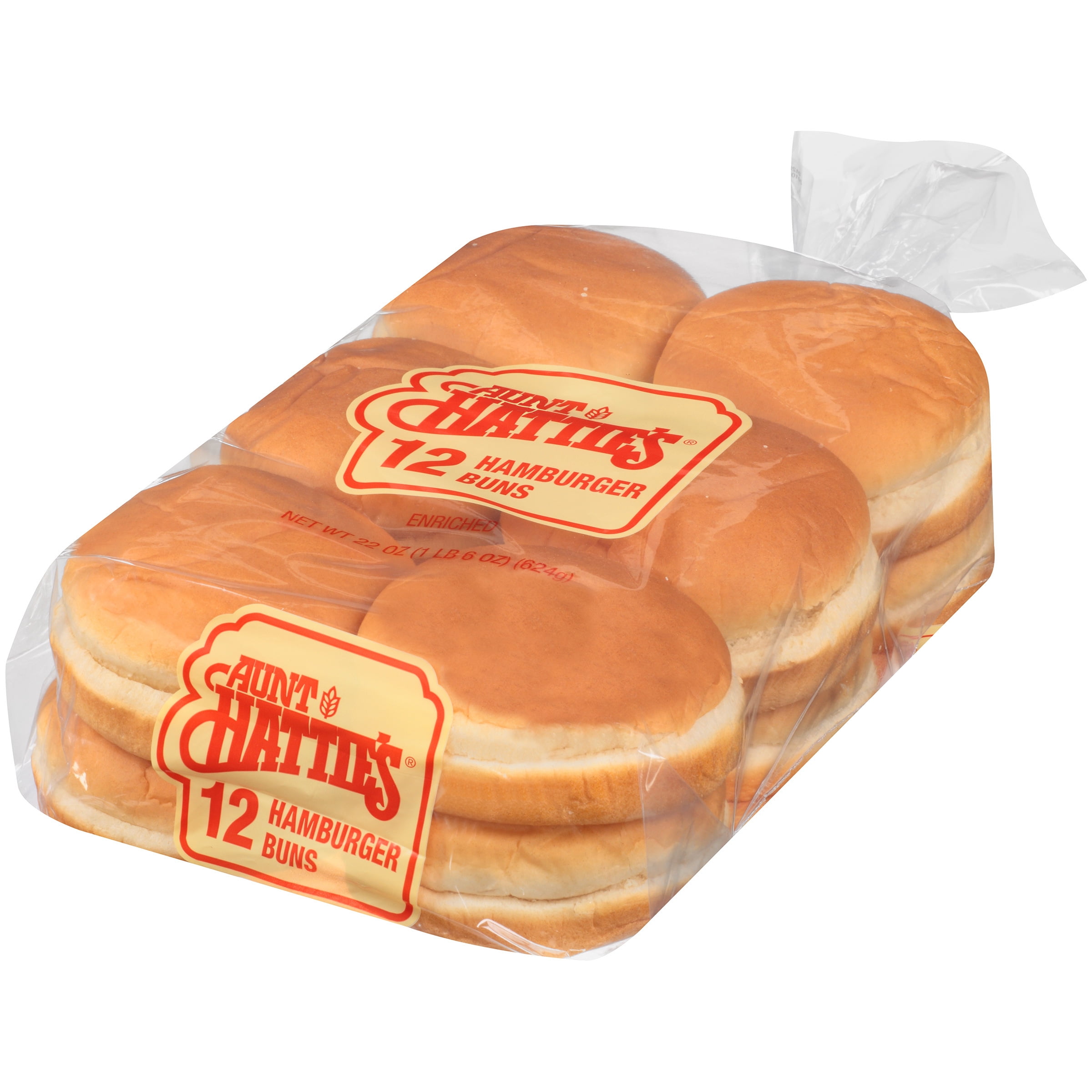 Aunt Hattie's Enriched Hamburger Buns, 12 Count, 22 Ounce, Shelf-Stable