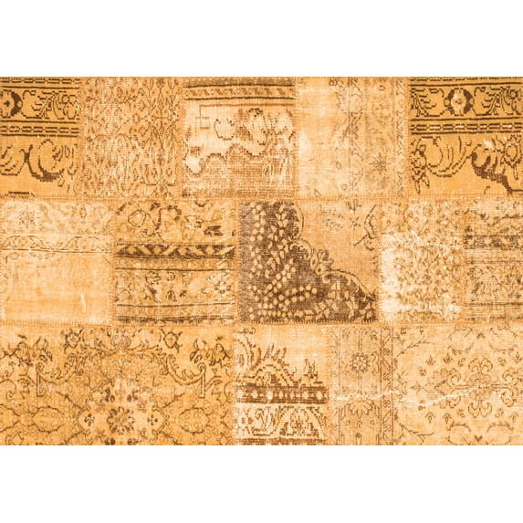 Ahgly Company Indoor Rectangle Patchwork Orange Transitional Area Rugs, 2' x 5'