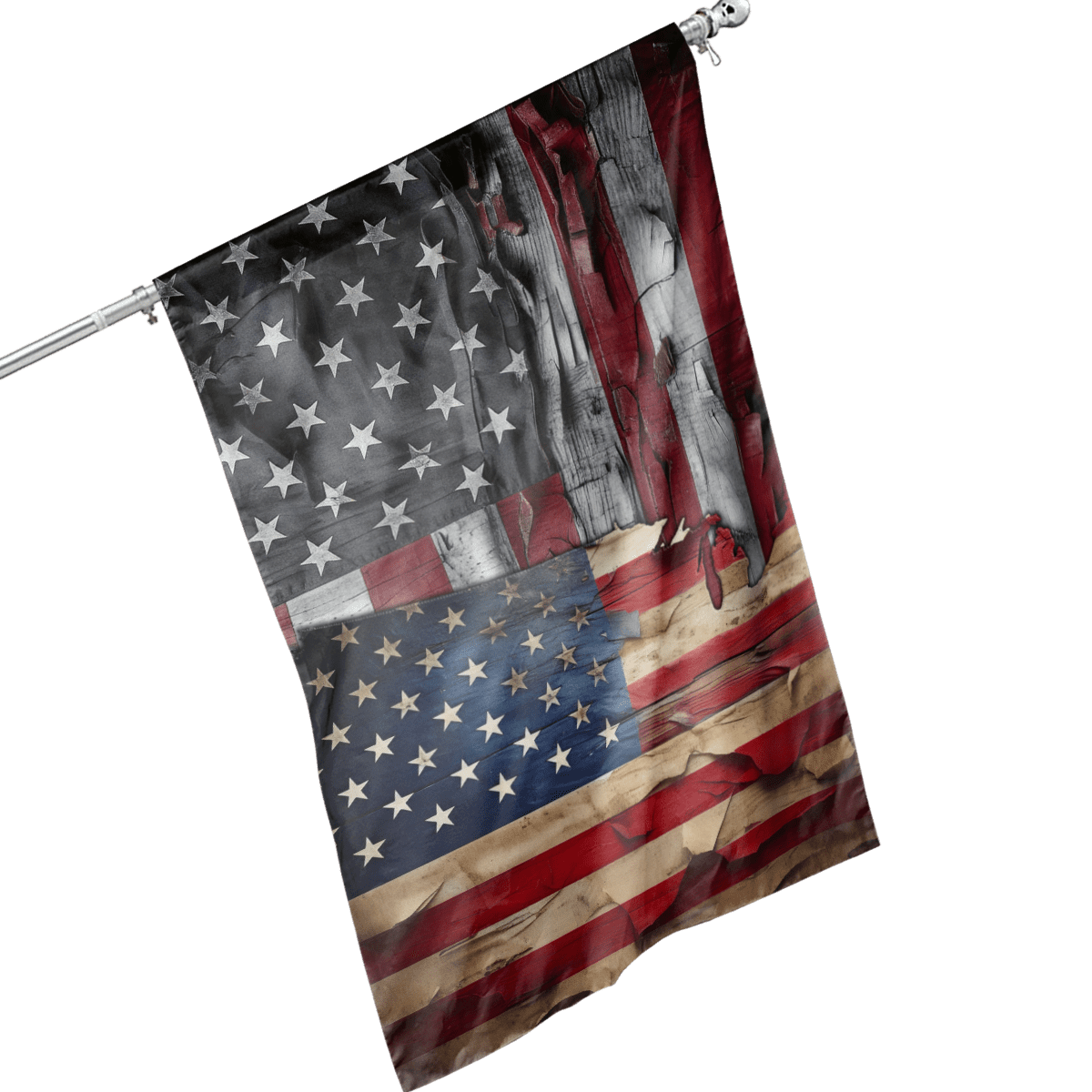 Lotusprinthandmade Distressed America 100% Polyester House Flag 36×60 inches, Vintage America Flag, Patriotic Flag
