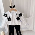 thumbnail image 4 of Jumpingount Conjuntos de ropa de 2 piezas para niña, camisa blanca con estampado de manga larga de otoño, ropa superior, pantalones conjuntos de ropa Blanco 140cm, 4 of 6