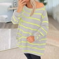 thumbnail image 2 of Tnhcen Women's Off-Shoulder Sweater Striped Knit Top Soft Acrylic Pullover Loose Fit Casual Wear Drop Shoulder Long Sleeve S-2XL, 2 of 7