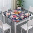 thumbnail image 3 of Pioneer Flower Floral Print Pattern Square Fitted Tablecloth with Elastic Edge,Square Table Cover,Washable Elastic Table Cover for Home Kitchen Party Decor 34"x34", 3 of 6