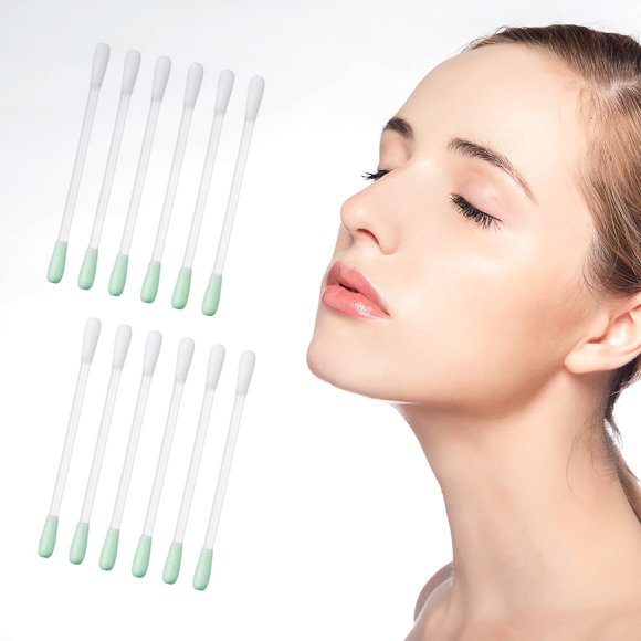 50 hisopos de algodón desmaquillantes – hisopos desechables de algodón rellenos de líquido con vitamina E para correctores de maquillaje de ojos, labios, cejas y pestañas