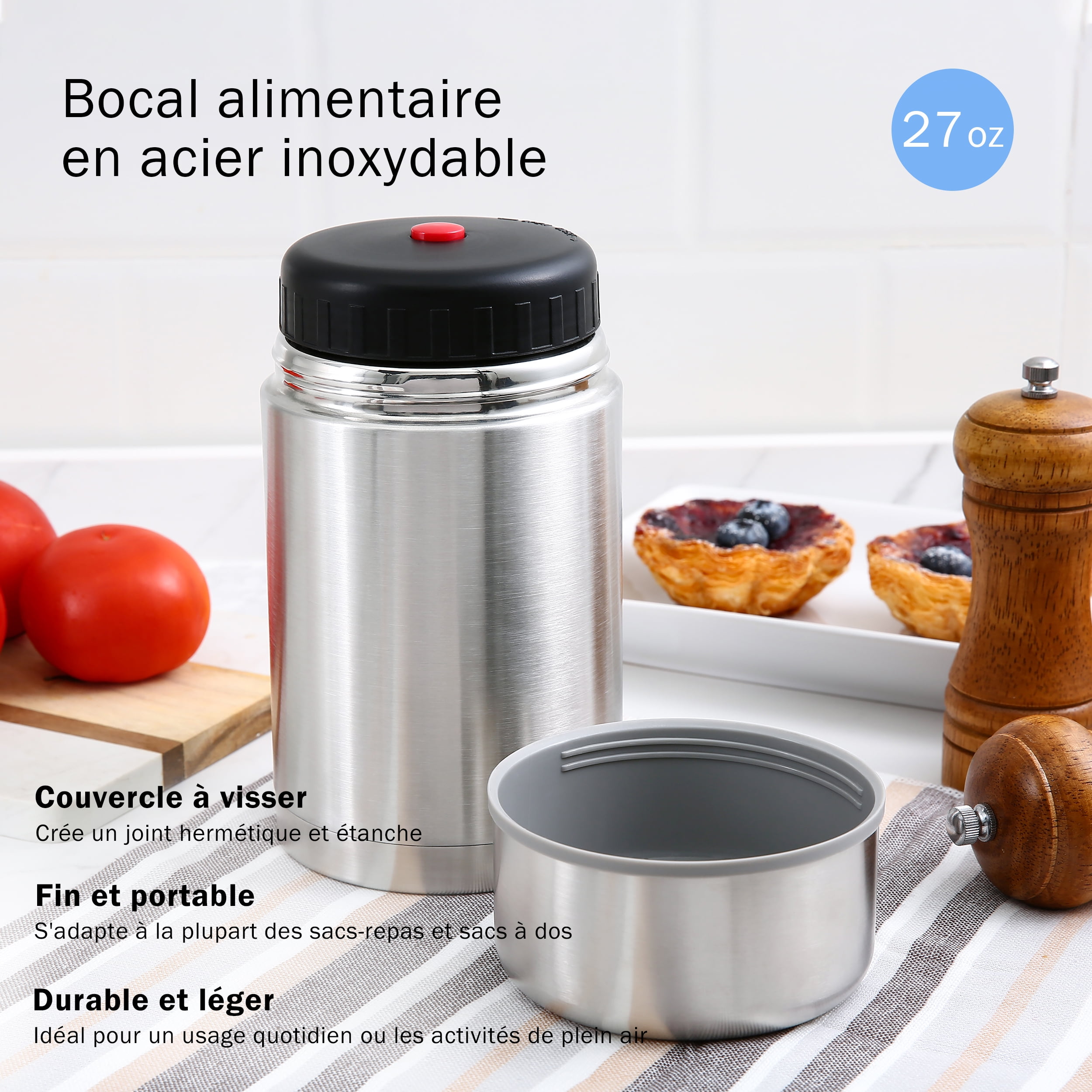 Mainstays Stainless Steel Food Jar, 27 oz
