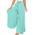 thumbnail image 3 of Satingcolo Women Summer Beach Vacation Pants High Waisted Wide Leg Pants Loose Flowy Casual Palazzo Lounge Trousers, Size S-2XL, 3 of 5