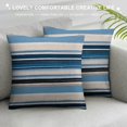 thumbnail image 3 of COMIO  Blue Striped Lumbar Throw Pillow Cover Multicolor Textured Bohemian Cushion Case Modern Neutral Rectangular Pillowcase for Sofa Couch Bedroom Living Room Home Decoration, 3 of 5