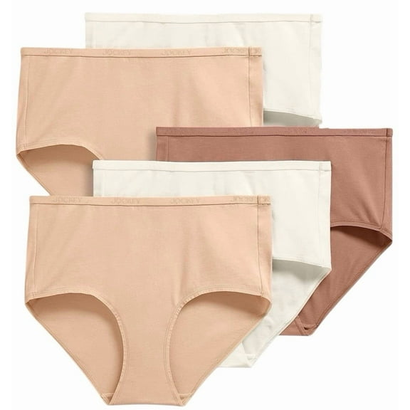 JOCKEY Womenโs 5-Pair Brief Panties Organic Cotton Stretch Beige 4663 Size S