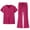 Hot Pink, variant on Scrubs Two Piece Sets For Women Short Sleeve Solid Color Medical Uniform Multi Pocket V Neck Scrub Top & Flare Leg Pants Cozy Regular Fit Nurse Uniform