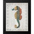 thumbnail image 2 of Fab Funky 15x18 Black Modern Framed Museum Art Print Titled - Distressed Wood Style Seahorse 1, 2 of 5