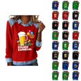 thumbnail image 1 of Mardi Gras Chemises à Manches Longues pour Femmes 2026 Mode Denim Patchwork Col à Revers Chandail en Molleton Graphique, 1 of 2