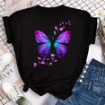 thumbnail image 1 of Nueva Moda Mujer Camiseta Azul Mariposa Y Hojas Impresión Manga Corta Casual Suelta Talla Grande Cuello Redondo Blusa Primavera Verano Ropa Blanca Y Negrapangjing, 1 of 4