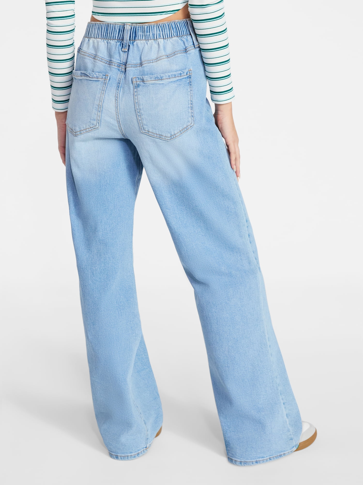 No Boundaries High Rise Baggy Wide Leg Jeans, 34" Inseam, Women's and Women's Plus Sizes XXS-4X