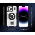 thumbnail image 2 of Case for iPhone 14 Pro,Carbon Fibre Dissipate Heat TPU+PC [Built-in Rotatable Magnetic Kickstand] Heavy Duty Drop Protection Shockproof Phone Case for iPhone 14 Pro,6.1 inch 2022 (White), 2 of 18