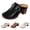 Black, variant on Women's Leather Mule Clogs with Buckle, Closed toe Block Heel Slip-on Shoes, Comfortable Retro Platform Sandals for Casual Daily Wear Brown 41