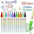 thumbnail image 1 of Fiudx Juego de Marcadores de Contorno con Purpurina, 12 Colores Vibrantes, Punta Mediana de 2 Mm, Tecnología de Autocontorno, Apto para Papel, Madera y Vidrio, Manualidades Multiusos, Diversión En Fa, 1 of 7