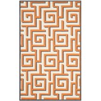 SAFAVIEH Four Seasons Lazar Geometric Polyester Area Rug, Ivory/Brown, 3'6" x 5'6"