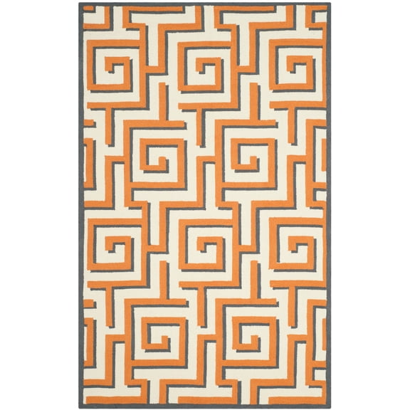 SAFAVIEH Four Seasons Lazar Geometric Polyester Area Rug, Ivory/Brown, 3'6" x 5'6"
