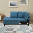 thumbnail image 3 of MAYEERTY Blue Flannel 3-Piece Living Room Sofa Set, 3 of 5