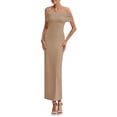 thumbnail image 3 of Vestido PRETTYGARDEN Maxi Bodycon con Hombros Descubiertos en Caqui Claro Talla L, 3 of 8