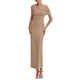 thumbnail image 3 of Vestido PRETTYGARDEN Maxi Bodycon con Hombros Descubiertos en Caqui Claro Talla L, 3 of 8
