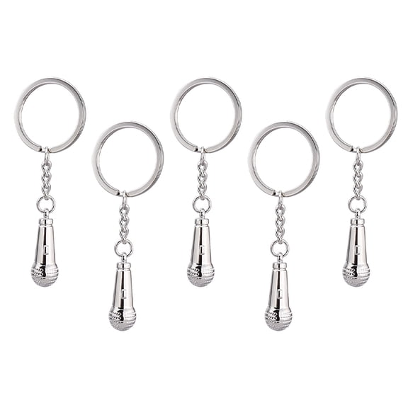 Toyvian 5Pcs Keychain Microphone Keyring Key Pendant Zinc Alloy for Party and Daily Use