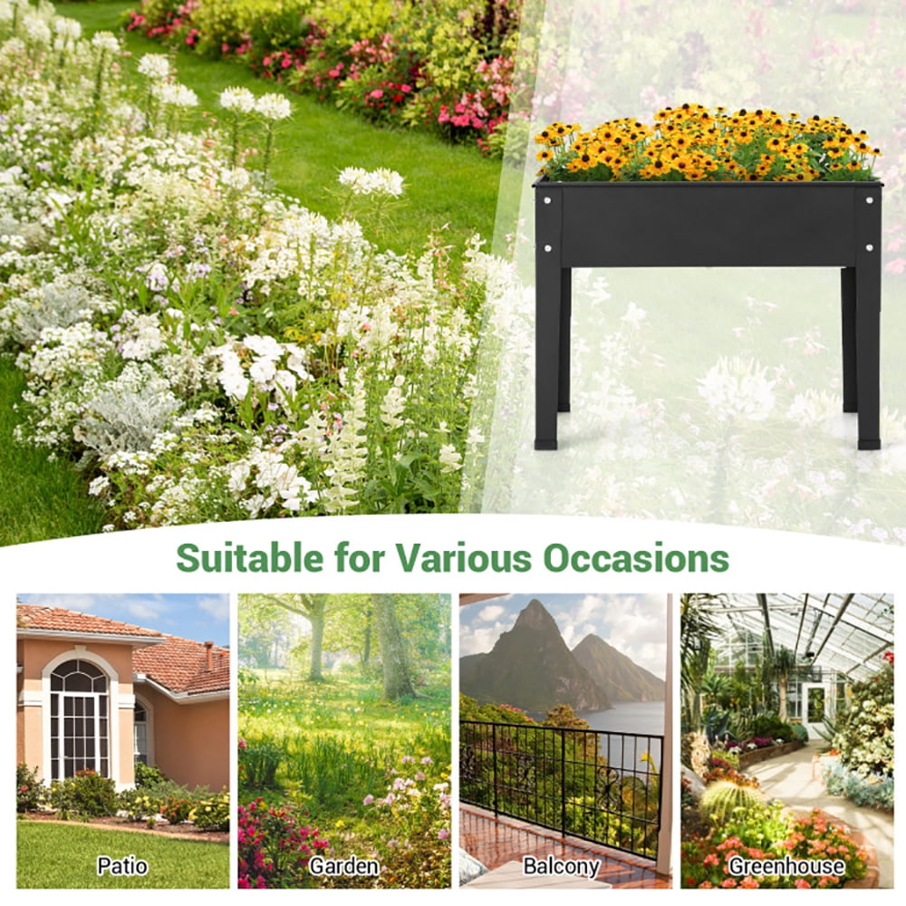 Resenkos Raised Planter Boxes, Large Space Elevated Flower Beds,Metal Raised Garden Bed with Legs and Drainage Hole for Vegetable Flower-24 x 11 x 18 inches