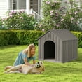 thumbnail image 3 of Bifanuo Large Dog House, PP Material Indoor Outdoor with Windows for Medium Large Dogs, Weatherproof Puppy Shelter with Elevated Floor & Air Vents, Easy Clean and Assemble (Grey, 36.2"L×38"W×38"H), 3 of 8