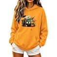 thumbnail image 3 of Otvok Ladies Festive Oversized Sweatshirts, Pumpkin Castle Print Soft Brushed Fleece Daily Women Hoodie, 3 of 7