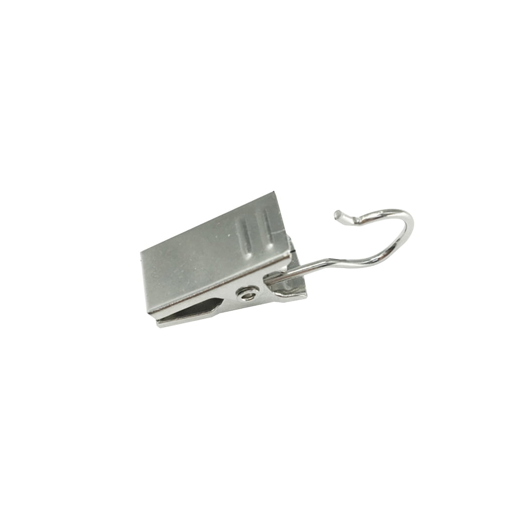 GeweYeeli 10pcs Shower Curtain Clips Heavy Duty Silver Hook Spring Clamps Hanger Clips Glider Peg Pins