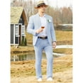thumbnail image 4 of Men's 2 Piece Slim Fit Pinstripe Seersucker Suit Lightweight Breathable for Beach Wedding Summer Formal, 4 of 6