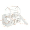 thumbnail image 2 of White Twin Over Twin House Bunk Bed with Drawers and Slide, 2 of 8