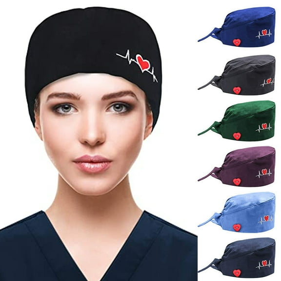Zhaomeidaxi Adjustable Working Cap with Button, Cotton Working Hat Sweatband, Elastic Bandage Tie Back Hats for Women & Men