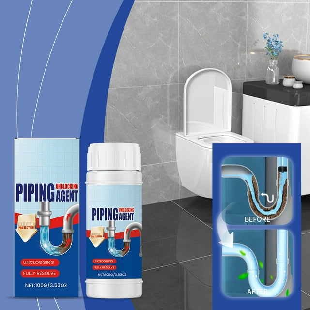 Fiudx Polvo Desatascador de Desagües de Acción Rápida, Limpiador de Tuberías No Corrosivo, Fórmula de Limpieza Profunda, Solución para El Mantenimiento Del Hogar, Seguro para Todo Tipo de Tuberías, F