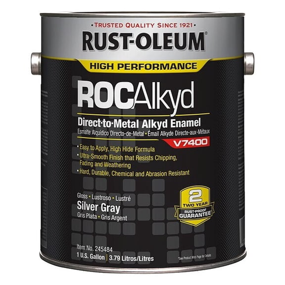 Interior/Exterior Paint, High Gloss, Oil Base, Silver Gray, 1 gal 245484