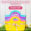 thumbnail image 2 of Easter Ribbon Oval Plastic Baskets with Handle for Home Kitchen Spring Holiday Party Favor Treats Candy Fruit Holder Egg Hunt Storage Container Table Decoration Gift Supplies, 1 count (Colors Vary), 2 of 7