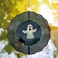 thumbnail image 3 of Spooky Ghost Design Metal Hanging Wind Spinner & Chime - Perfect for Halloween Decor in Yard & Garden - Unique Sound Wave Pattern, 3 of 6