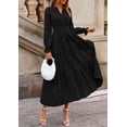 thumbnail image 3 of Vestido PRETTYGARDEN Maxi Negro de Manga Larga con Escote en V XL, 3 of 8