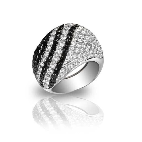 HeartsAndYou 5ct Round Cut Moissanite Engagement Ring for Women Cluster Pave Set Dome 18k White Gold over Silver