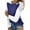 Blue, variant on WREESH Womens Fashion T-Shirts Color Block Casual Round-Neck Lace Hollow Out Long Sleeve Pullover Slimming Blouse T-Shirt Tops Dark Blue