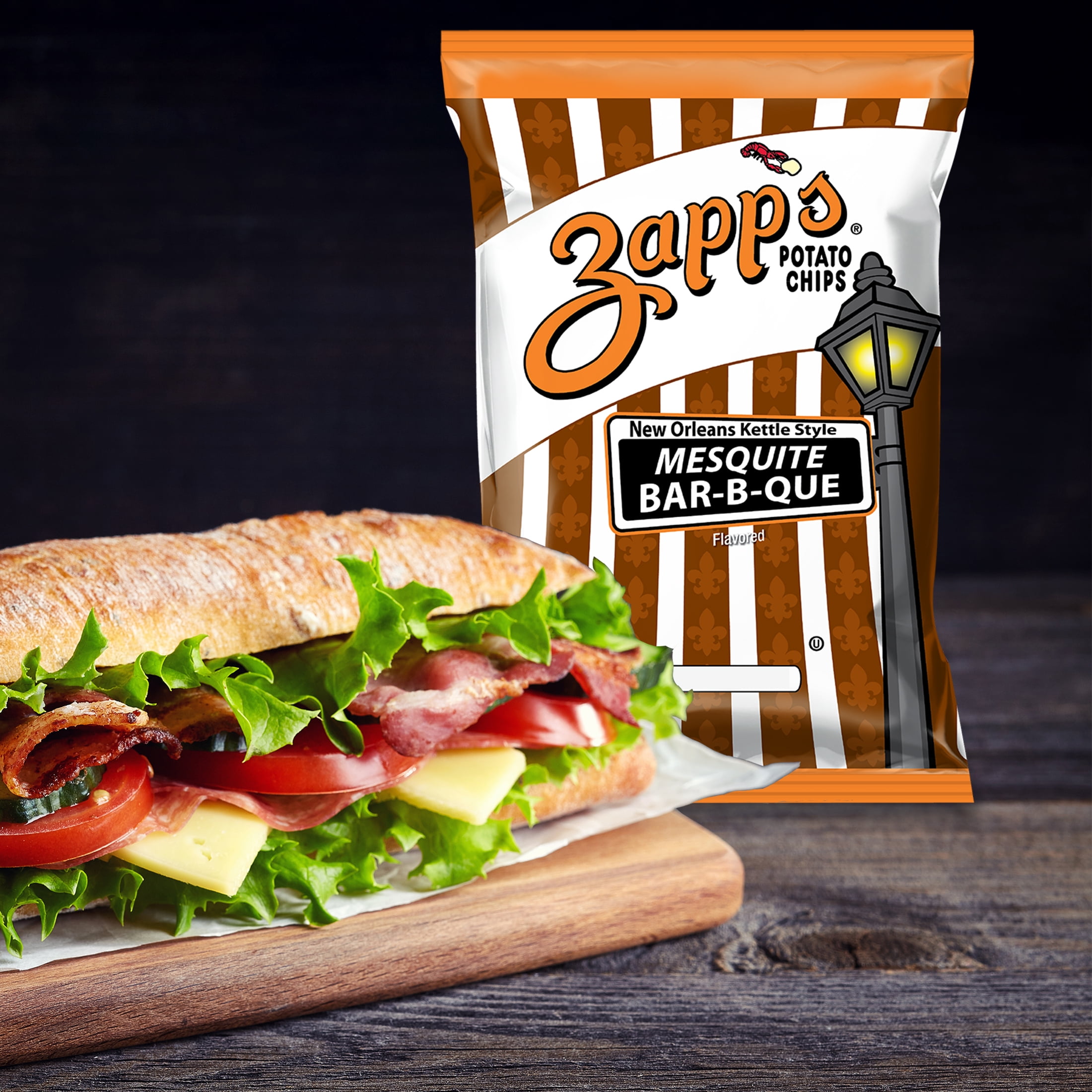 Zapp's New Orleans Kettle Style Mesquite Bar-B-Que Potato Chips, 2 oz. - Pack of 25