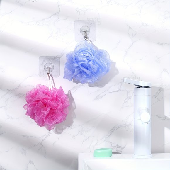 DEBGFS 12pcs Travel Size Loofah Individually Wrapped  Small Shower Puff Bath Sponge Pouf Ball Bulk Mesh Bath Puff Mini Loofah Sponge with Case Bulk for Shower Care (Colorful)