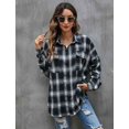 thumbnail image 3 of Camisa de cuadros para mujer con tapeta de botones, camisas gruesas de manga larga de franela, camisa informal, blusa, túnica de cuadros, tops de algodón, 3 of 4