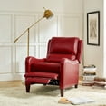 thumbnail image 2 of Genuine Leather Recliner Chair Push Back Wingback with Nailhead Trim for Living Room Bedroom Red, 2 of 10